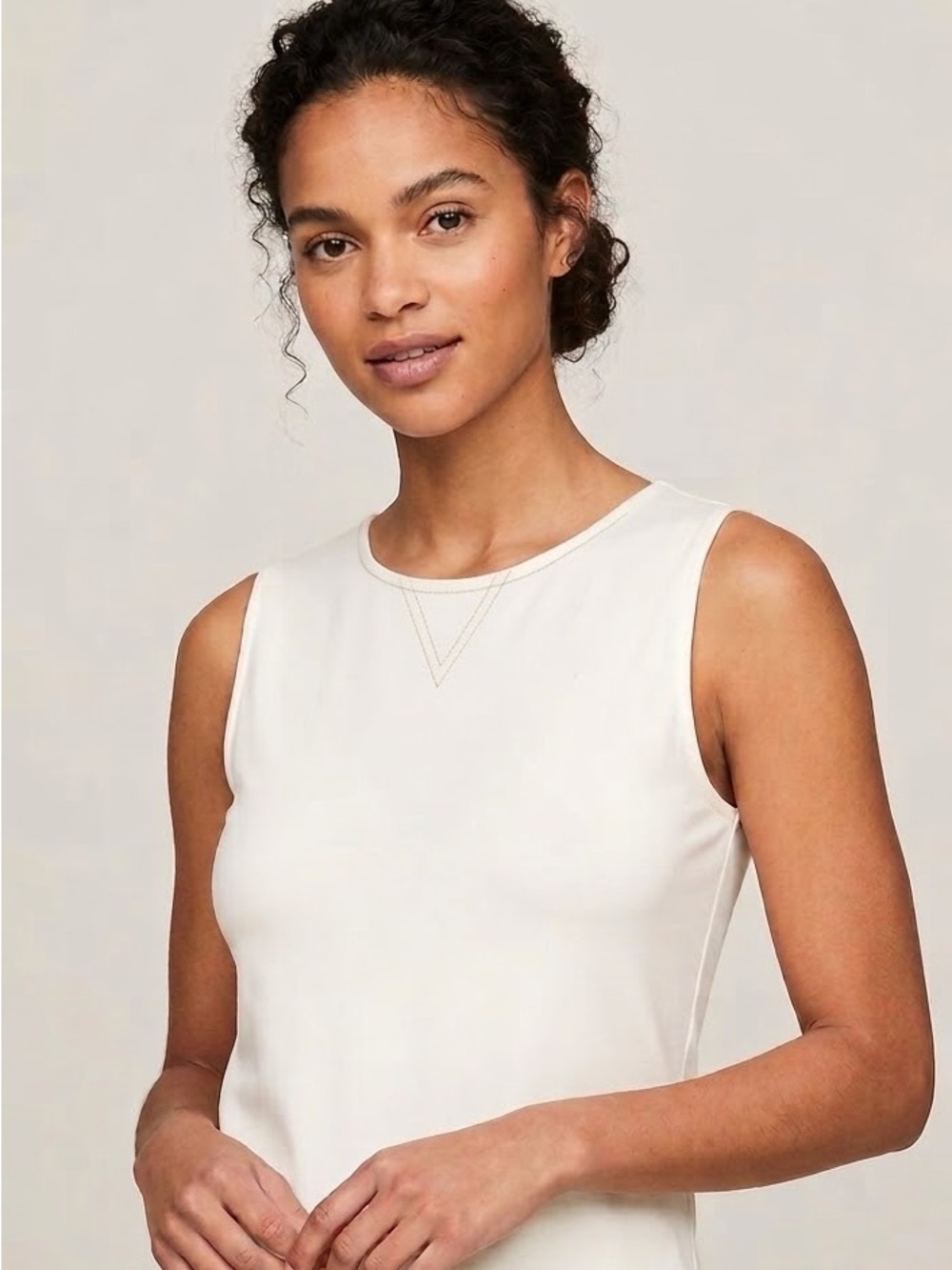 Tommy Hilfiger Cream Sleeveless Tank with V-Notch